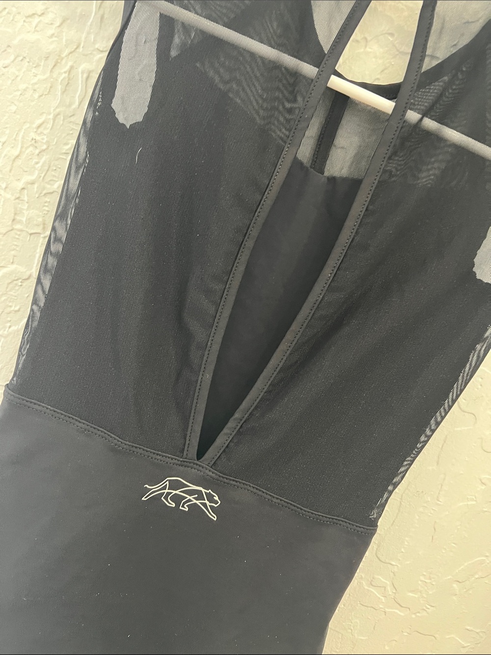 Women’s X Small  Black Mesh-Accent One-Piece  leotard by Tiger Friday. - Picture 4 of 7